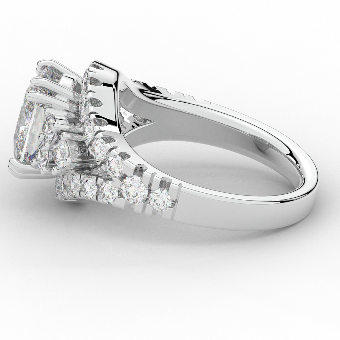 3.10CT.TW CUSHION LAB DIAMOND HALO ENGAGEMENT RING - Nazarelle