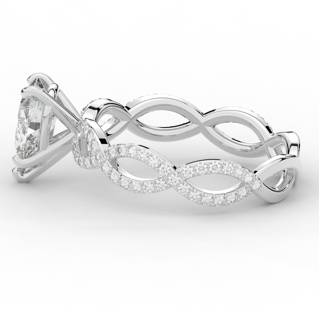 1.30CT.TW PEAR LAB DIAMOND TWIST BAND ENGAGEMENT RING - Nazarelle