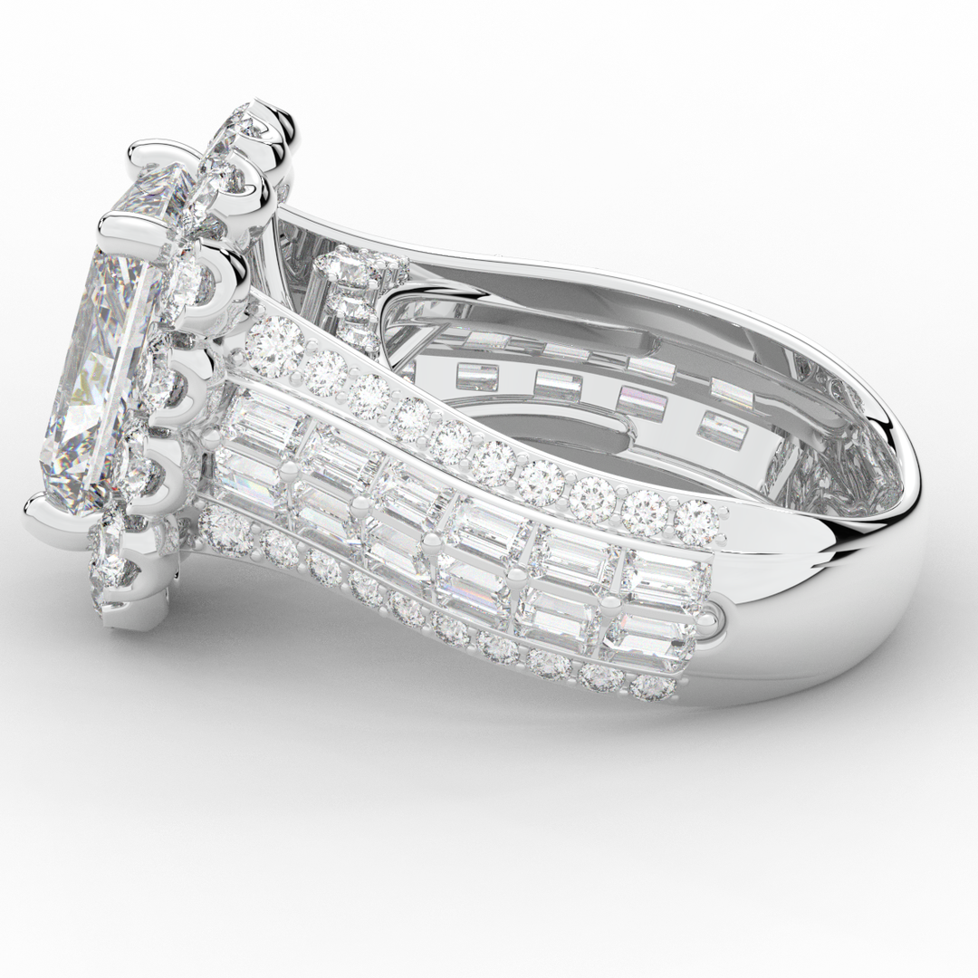 8.00CT.TW RADIANT LAB DIAMOND HALO ENGAGEMENT RING - Nazarelle