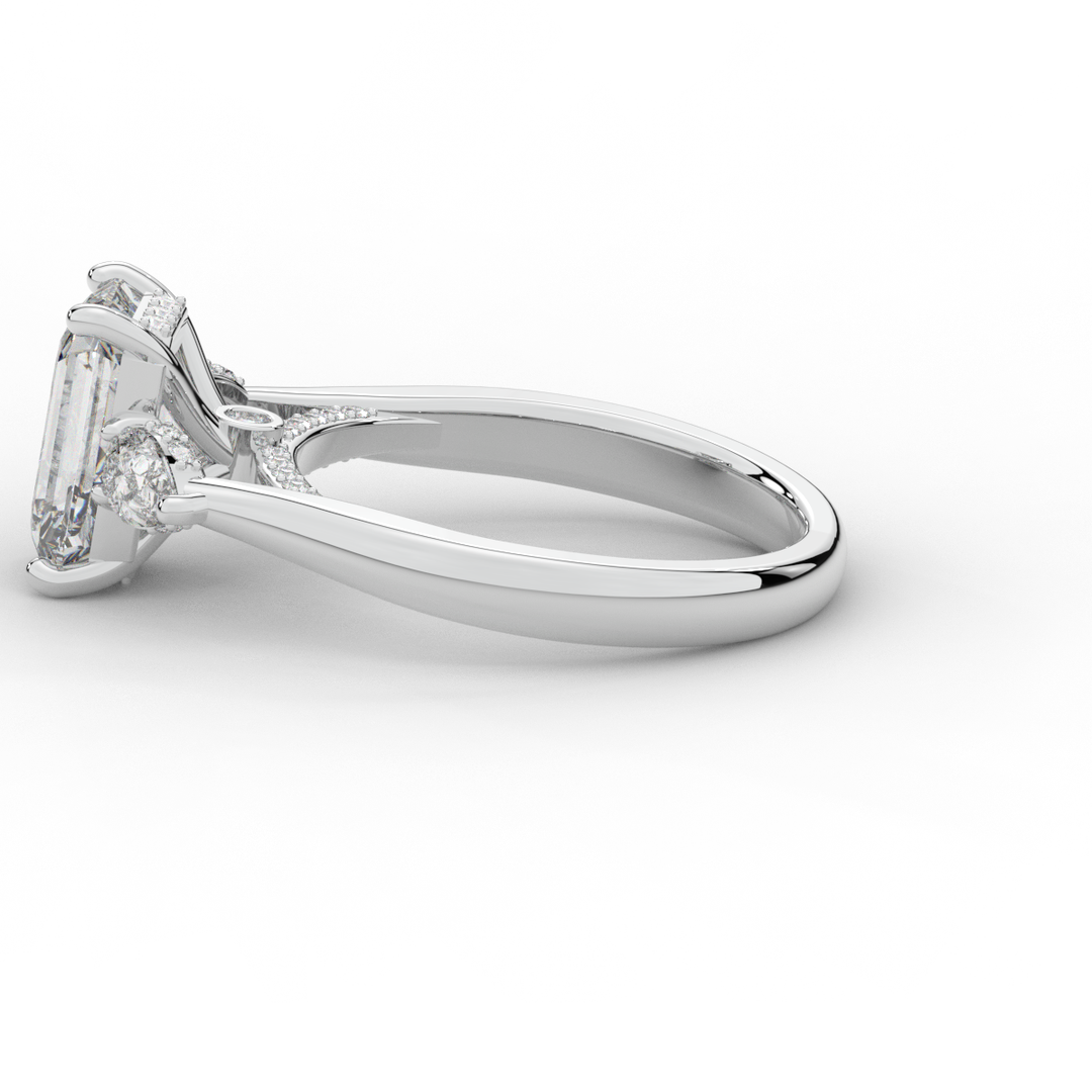 2.40CT.TW EMERALD CUT LAB DIAMOND 3 STONE ENGAGEMENT RING - Nazarelle