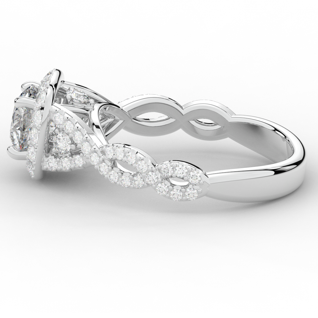 1.60CT.TW ROUND LAB DIAMOND HALO TWIST ENGAGEMENT RING - Nazarelle