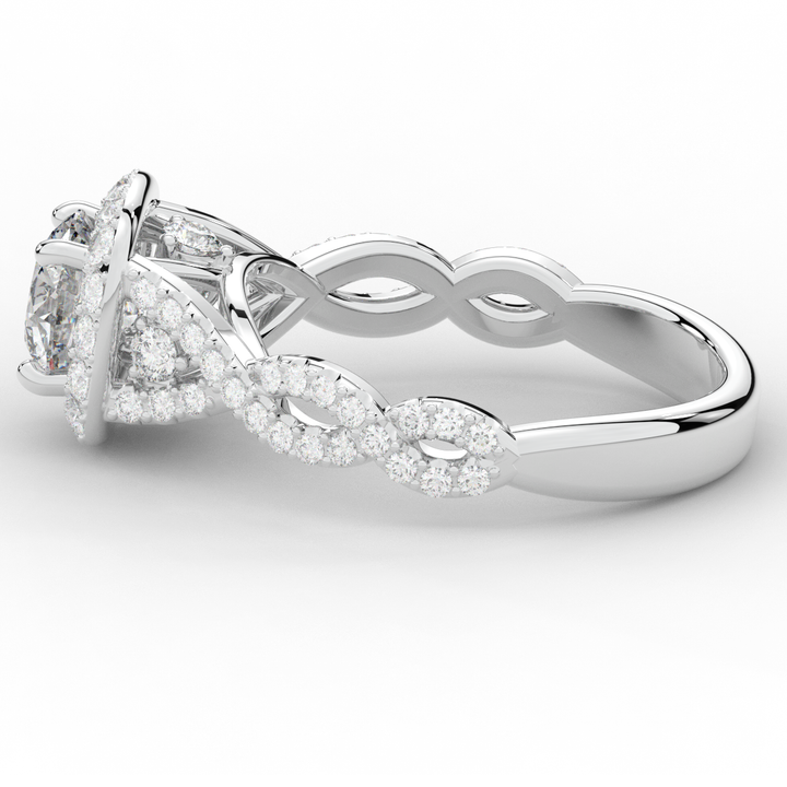 1.60CT.TW ROUND LAB DIAMOND HALO TWIST ENGAGEMENT RING - Nazarelle