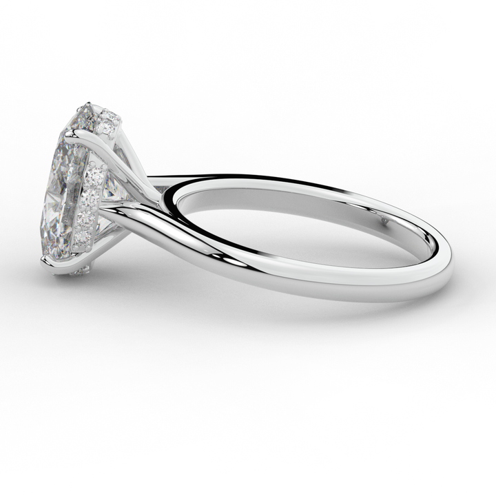 2.05CT.TW OVAL LAB DIAMOND UNDERHALO ENGAGEMENT RING - Nazarelle