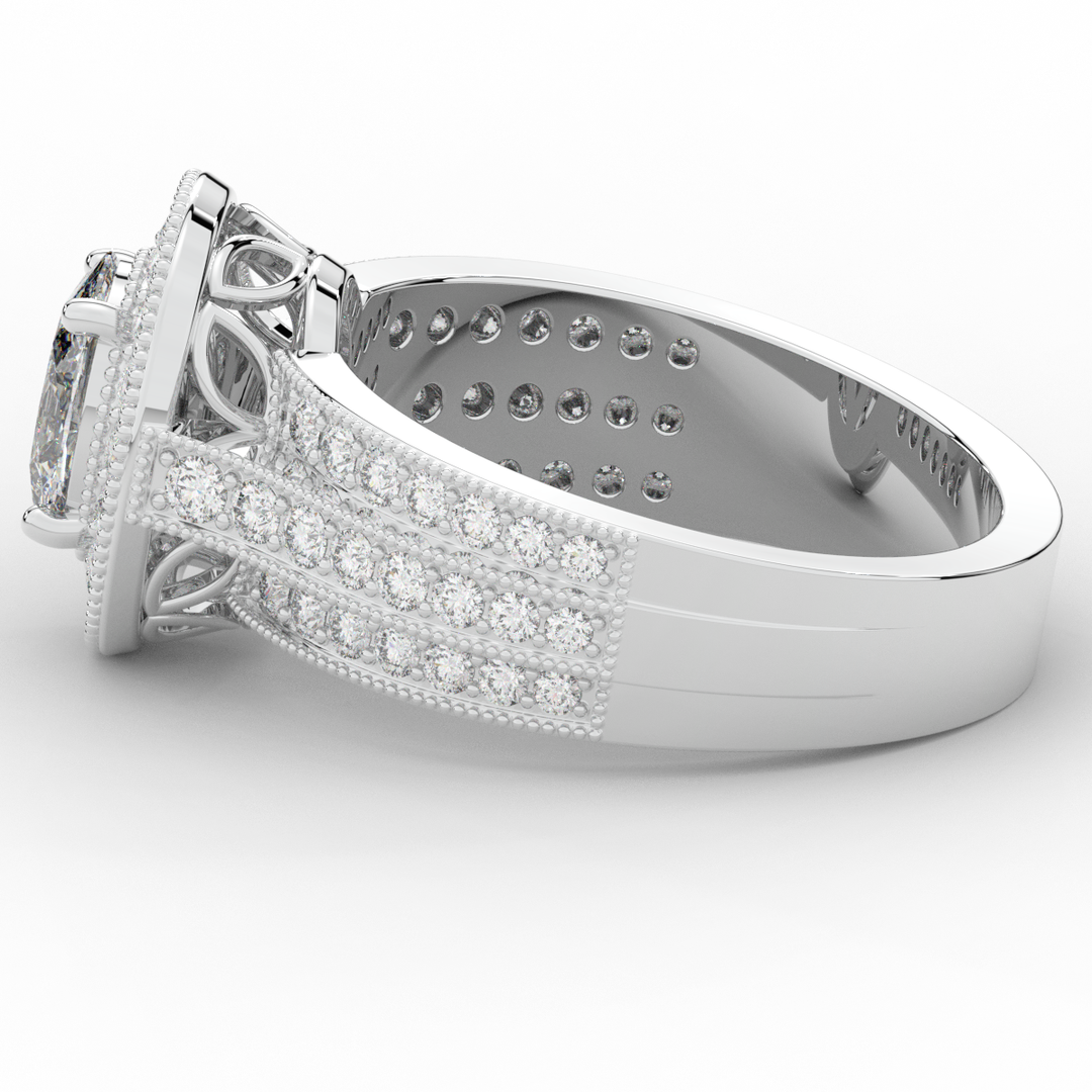 1.80CT.TW OVAL LAB DIAMOND HALO ENGAGEMENT RING - Nazarelle
