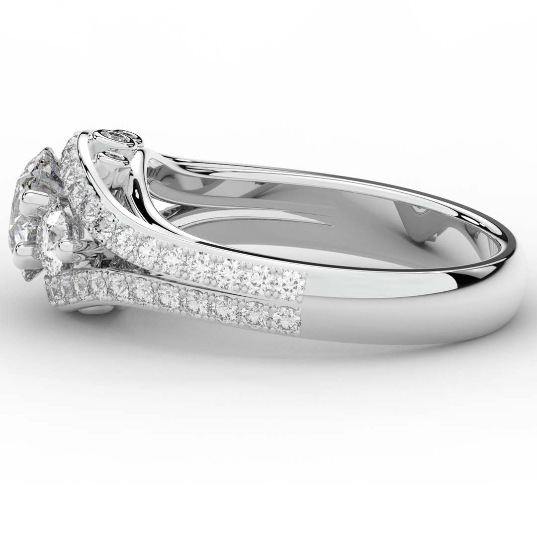 1.90CT.TW ROUND LAB DIAMOND THREE STONE ENGAGEMENT RING - Nazarelle