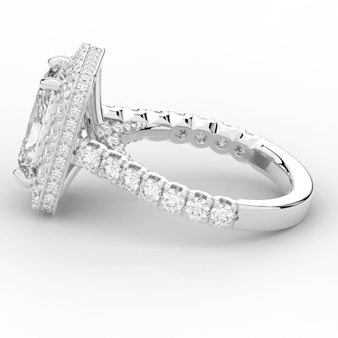 4.50CT.TW RADIANT LAB DIAMOND HALO ENGAGEMENT RING - Nazarelle