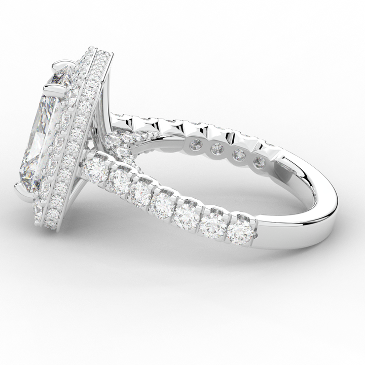4.50CT.TW RADIANT LAB DIAMOND HALO ENGAGEMENT RING - Nazarelle