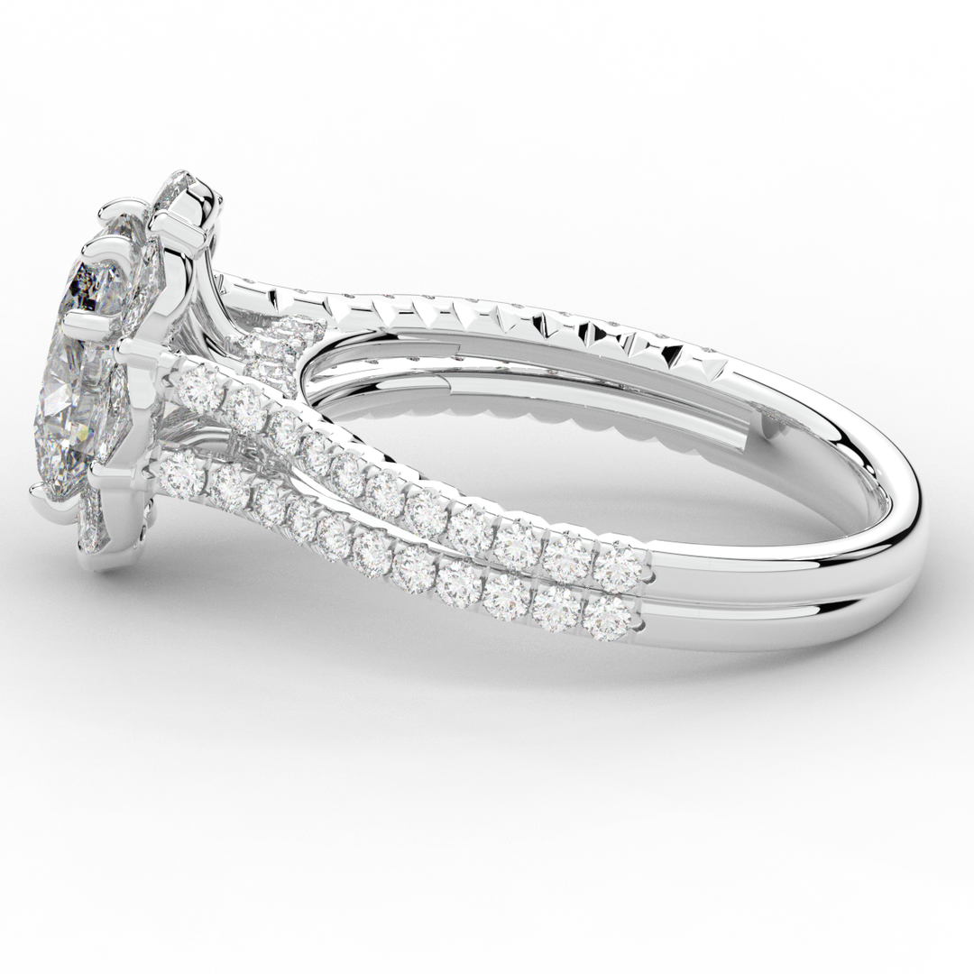 2.30CT.TW OVAL LAB DIAMOND HALO SPLIT SHANK ENGAGEMENT RING - Nazarelle