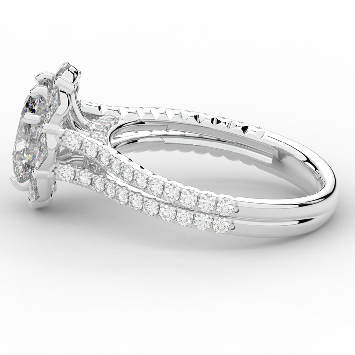 2.30CT.TW OVAL LAB DIAMOND HALO SPLIT SHANK ENGAGEMENT RING - Nazarelle