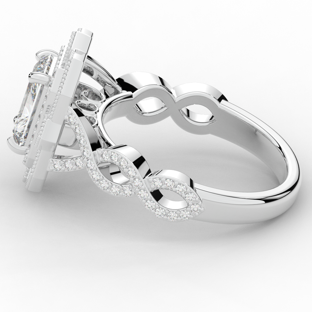 1.90CT.TW RADIANT LAB DIAMOND HALO ENGAGEMENT RING - Nazarelle