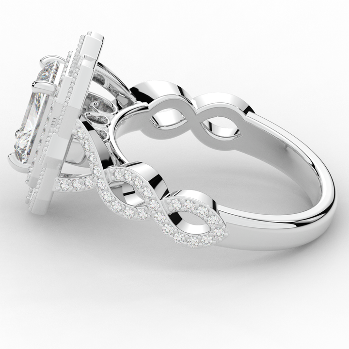 1.90CT.TW RADIANT LAB DIAMOND HALO ENGAGEMENT RING - Nazarelle