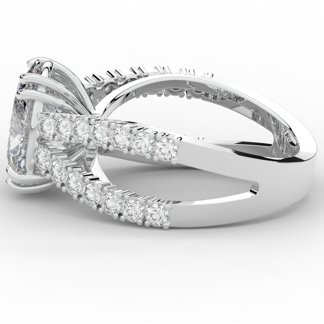 3.75CT.TW OVAL LAB DIAMOND SPLIT BAND ENGAGEMENT RING