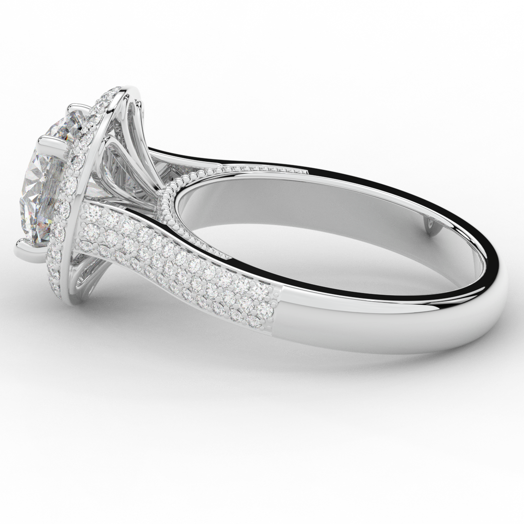 2.45CT.TW ROUND LAB DIAMOND HALO ENGAGEMENT RING - Nazarelle
