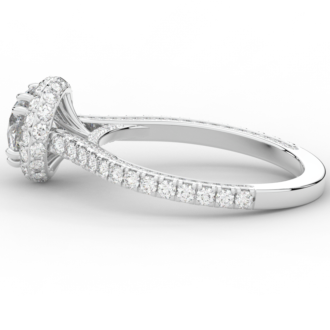 1.90CT.TW ROUND LAB DIAMOND HALO ENGAGEMENT RING - Nazarelle