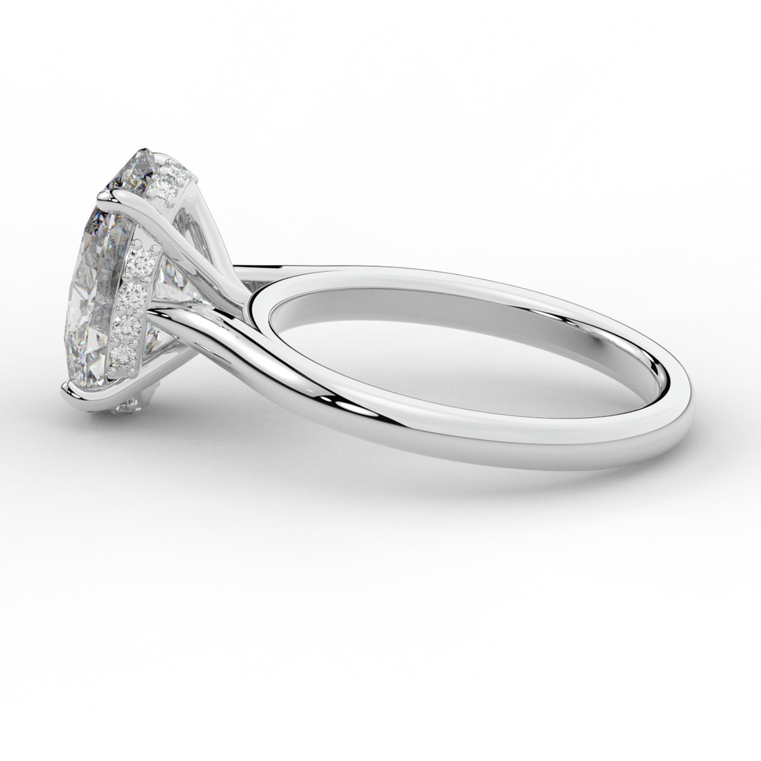 2.05CT.TW OVAL LAB DIAMOND UNDERHALO ENGAGEMENT RING - Nazarelle