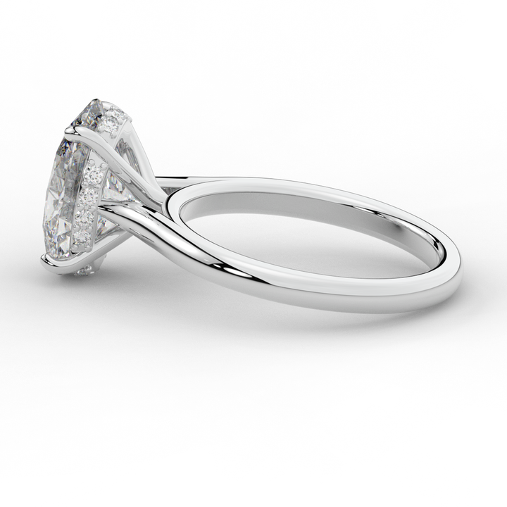 2.05CT.TW OVAL LAB DIAMOND UNDERHALO ENGAGEMENT RING - Nazarelle