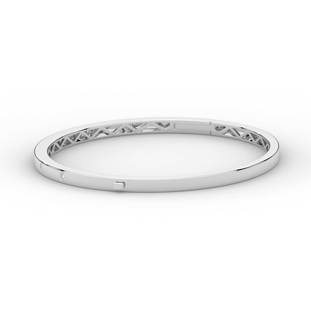 0.15CT.TW ROUND LAB BEZEL SET DIAMOND BANGLE - Nazarelle
