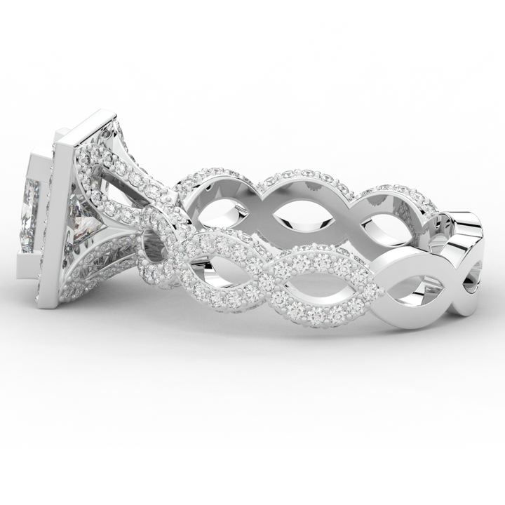 2.40CT.TW PRINCESS LAB DIAMOND HALO ENGAGEMENT RING - Nazarelle