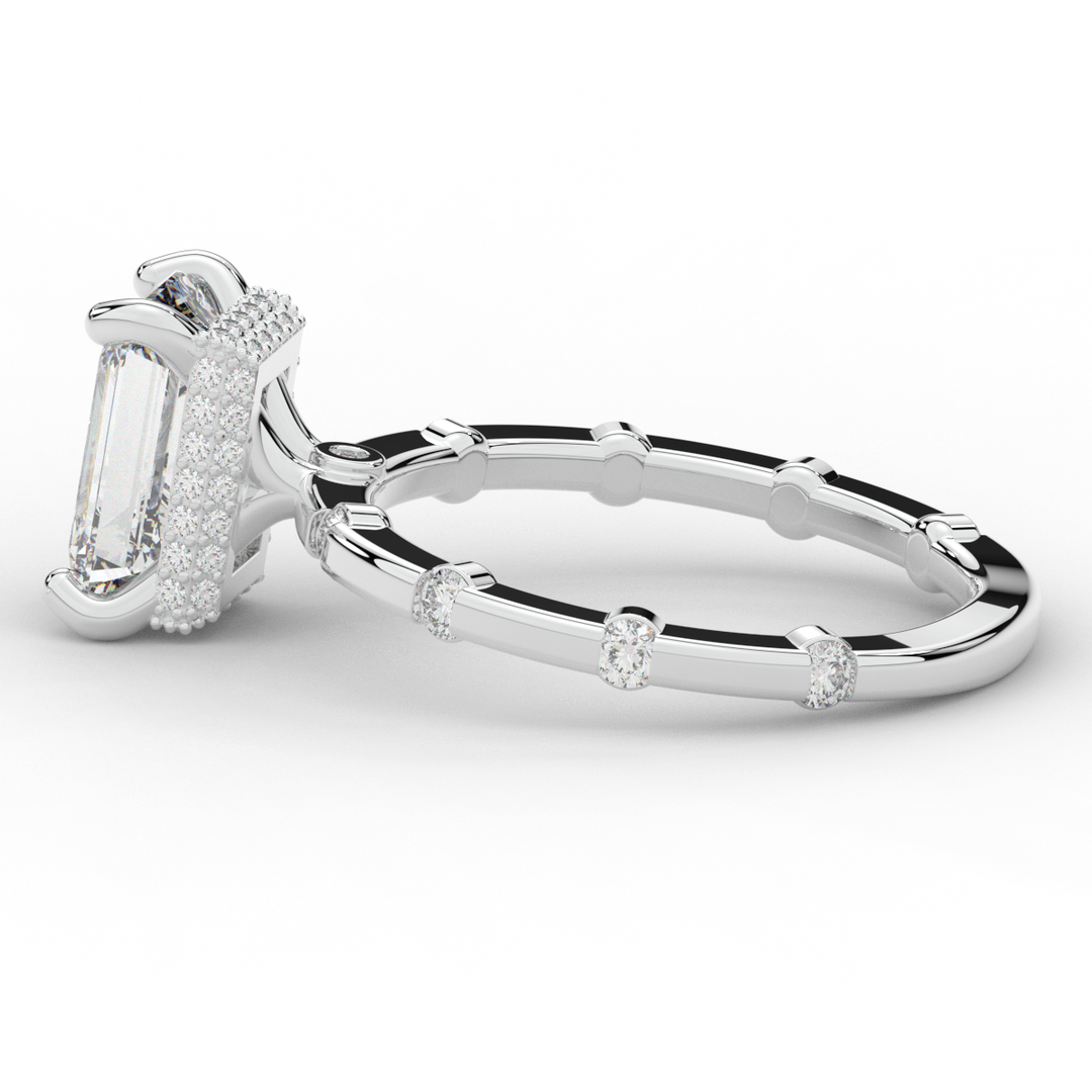 2.60CT.TW RADIANT LAB DIAMOND UNDERHALO SOLITAIRE ENGAGEMENT RING - Nazarelle