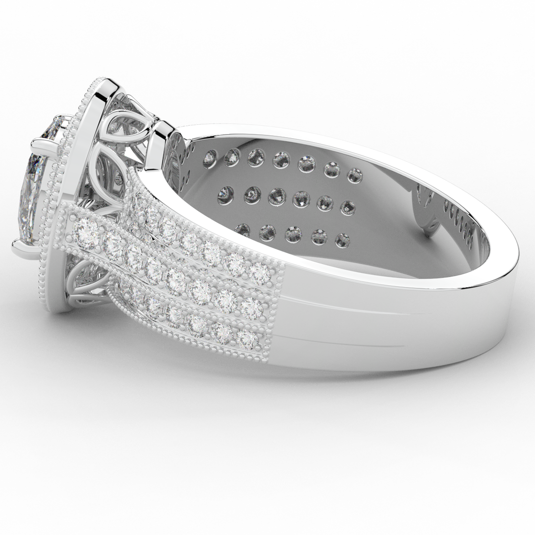 1.80CT.TW OVAL LAB DIAMOND HALO ENGAGEMENT RING - Nazarelle