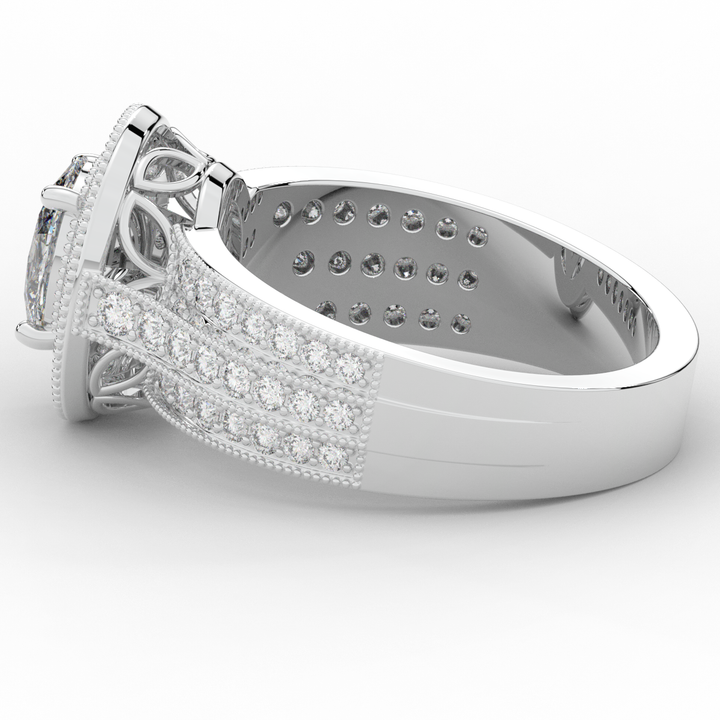 1.80CT.TW OVAL LAB DIAMOND HALO ENGAGEMENT RING - Nazarelle