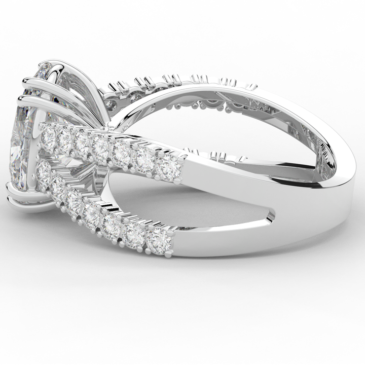 3.75CT.TW OVAL LAB DIAMOND SPLIT BAND ENGAGEMENT RING
