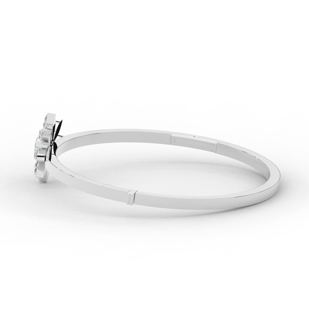 0.40CT.TW ROUND LAB BEZEL AND PRONG SET FLOWER DIAMOND BANGLE - Nazarelle