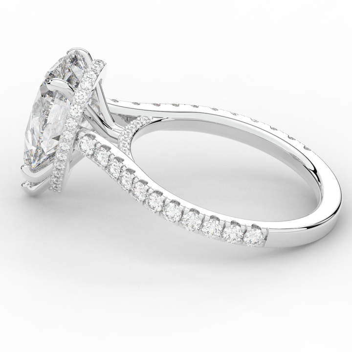 4.60CT.TW PEAR LAB DIAMOND UNDERHALO SOLITAIRE ENGAGEMENT RING - Nazarelle