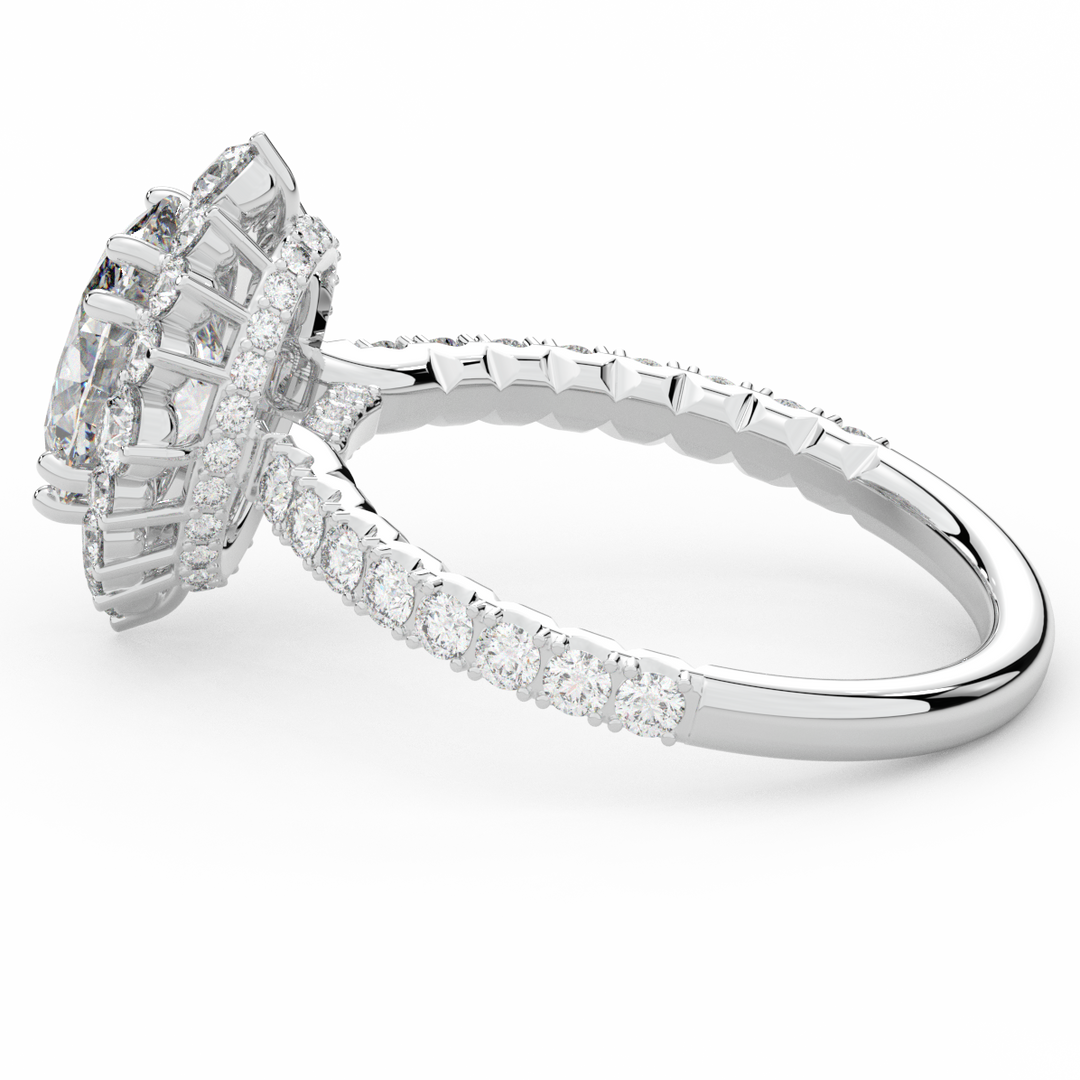 2.80CT.TW OVAL LAB DIAMOND HALO ENGAGEMENT RING - Nazarelle
