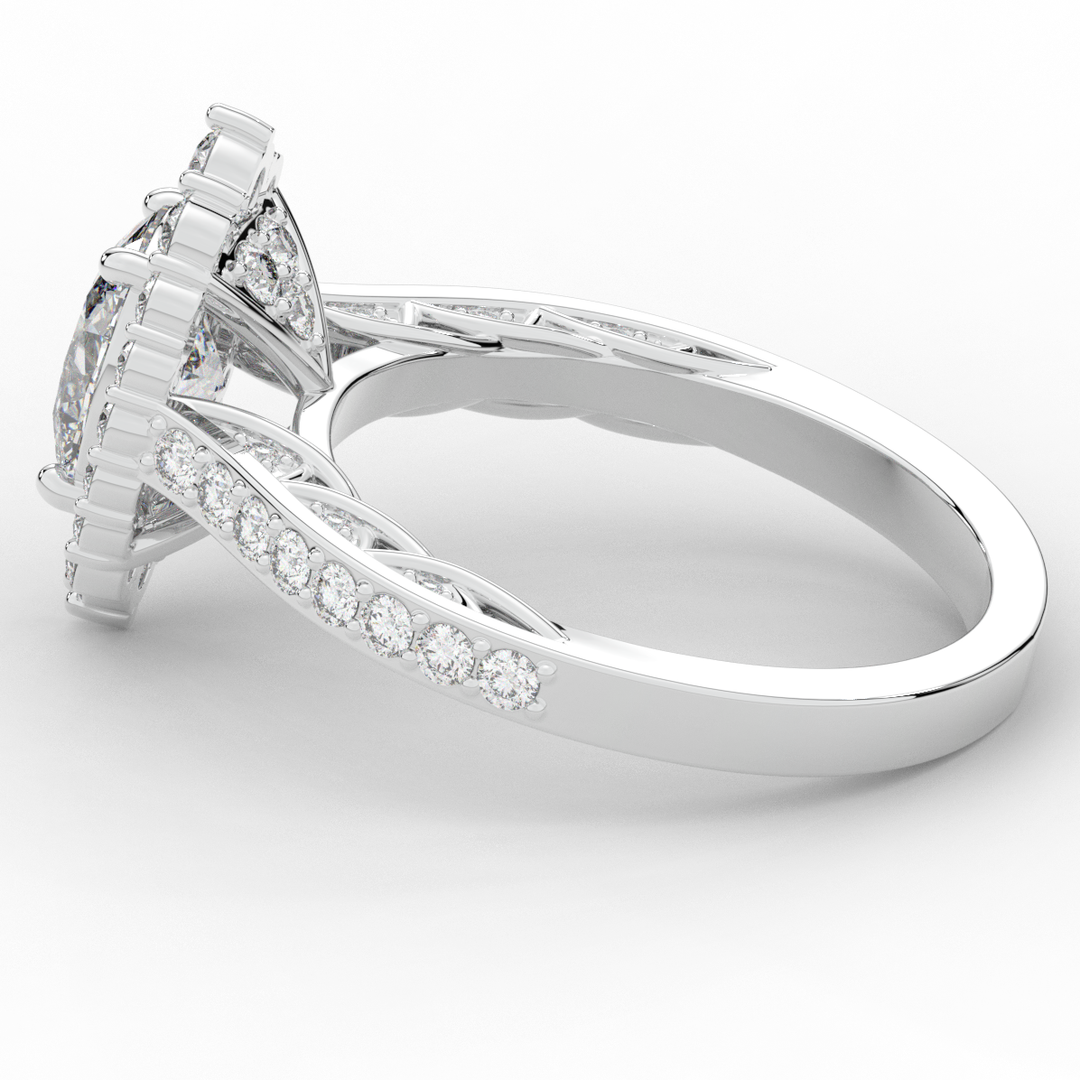 1.75CT.TW OVAL LAB DIAMOND HALO ENGAGEMENT RING - Nazarelle