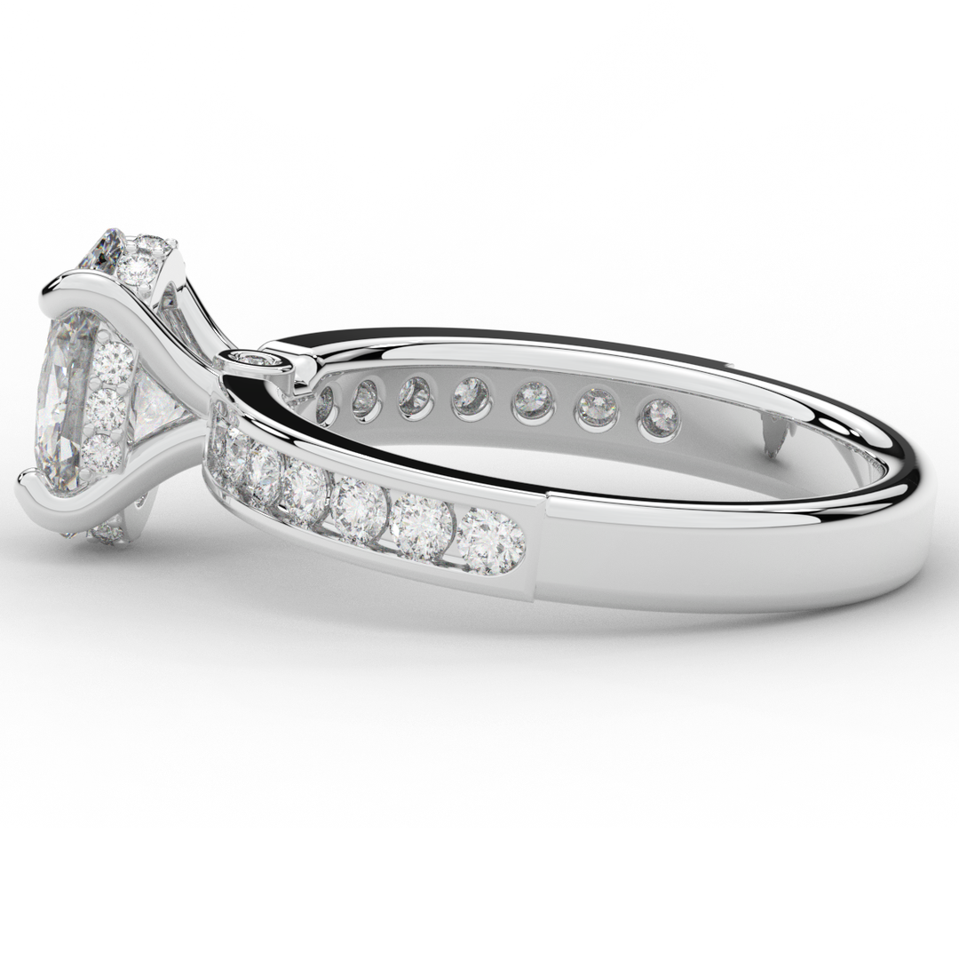 1.95CT.TW OVAL LAB DIAMOND UNDERHALO ENGAGEMENT RING - Nazarelle
