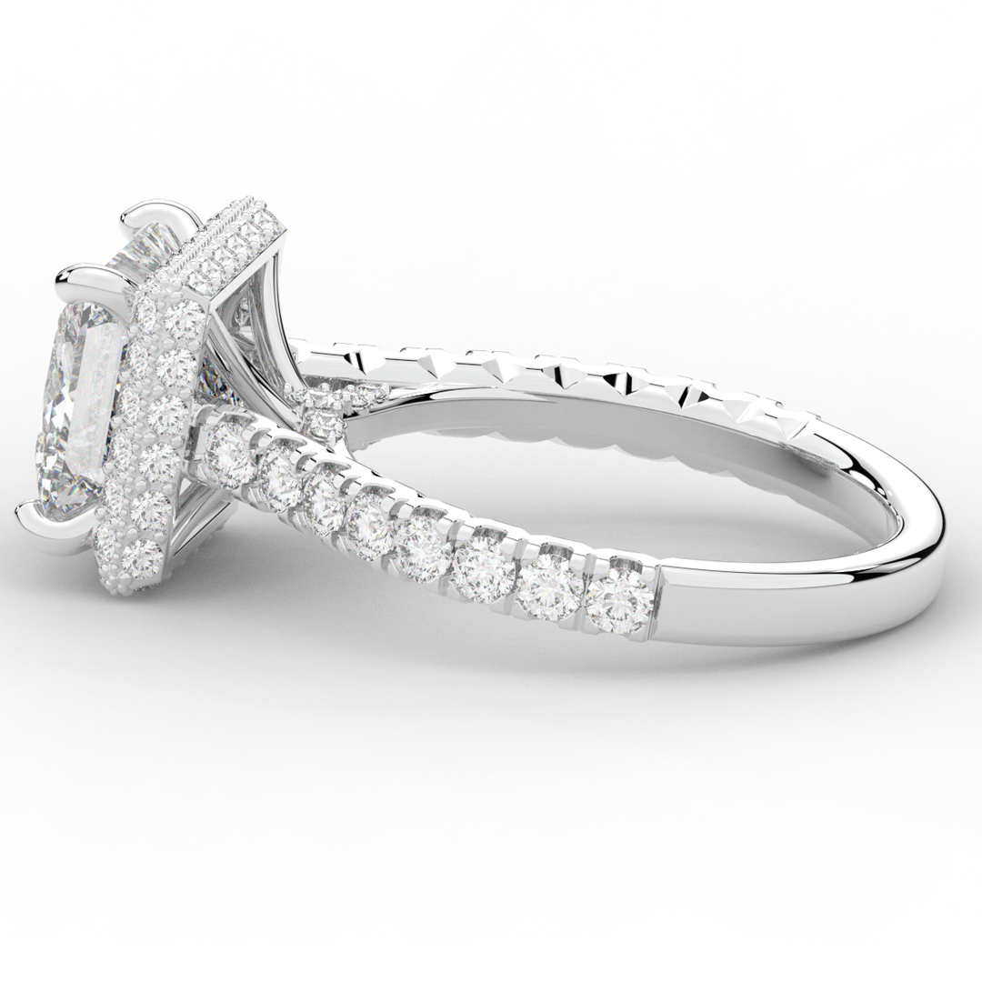 3.90CT.TW PRINCESS LAB DIAMOND HALO ENGAGEMENT RING - Nazarelle
