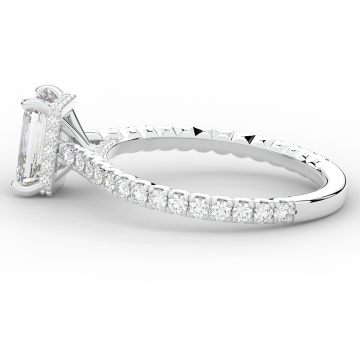 2.10CT.TW EMERALD CUT LAB DIAMOND UNDERHALO SOLITAIRE ENGAGEMENT RING - Nazarelle
