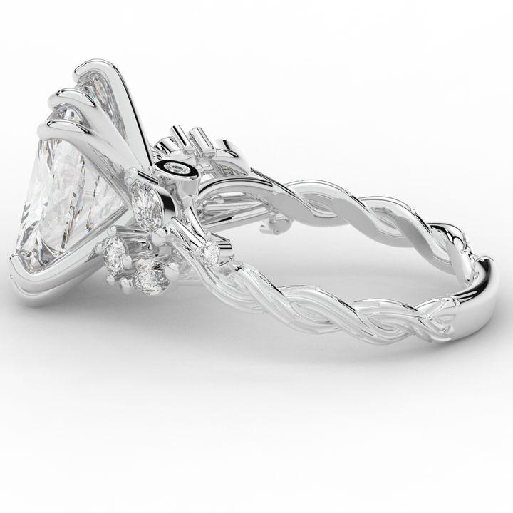 5.30CT.TW RADIANT LAB DIAMOND STYLIZED VINE AND TREE BARK FINISH ENGAGEMENT RING - Nazarelle