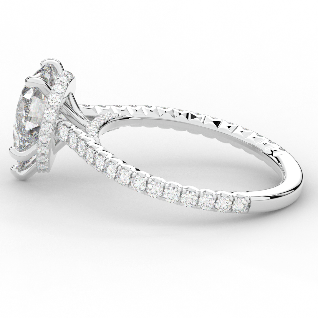 2.50CT.TW PEAR LAB DIAMOND UNDERHALO SOLITAIRE ENGAGEMENT RING - Nazarelle