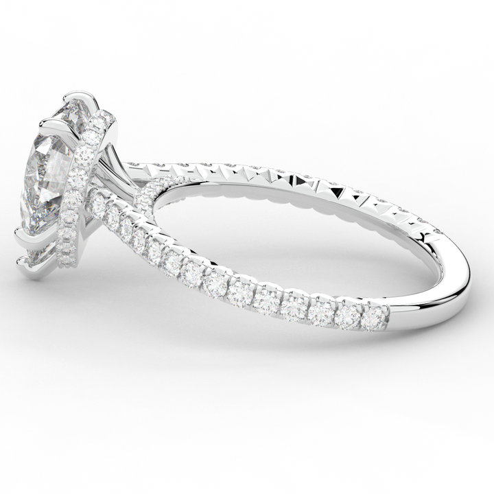 2.50CT.TW PEAR LAB DIAMOND UNDERHALO SOLITAIRE ENGAGEMENT RING - Nazarelle