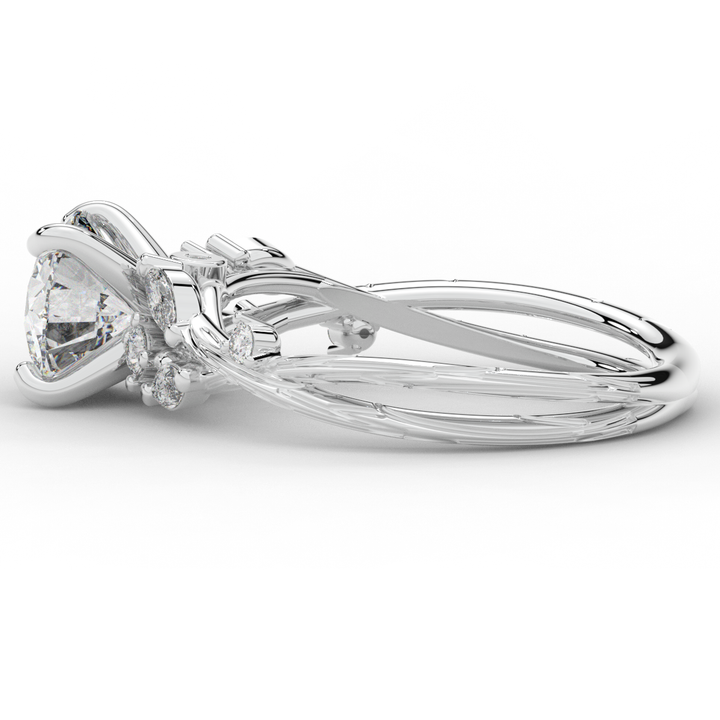 1.75CT.TW ROUND LAB DIAMOND STYLIZED VINE AND TREE BARK FINISH ENGAGEMENT RING - Nazarelle