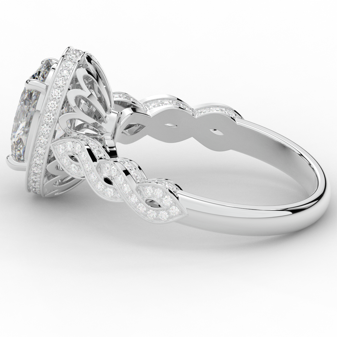 3.10CT.TW OVAL LAB DIAMOND HALO ENGAGEMENT RING - Nazarelle