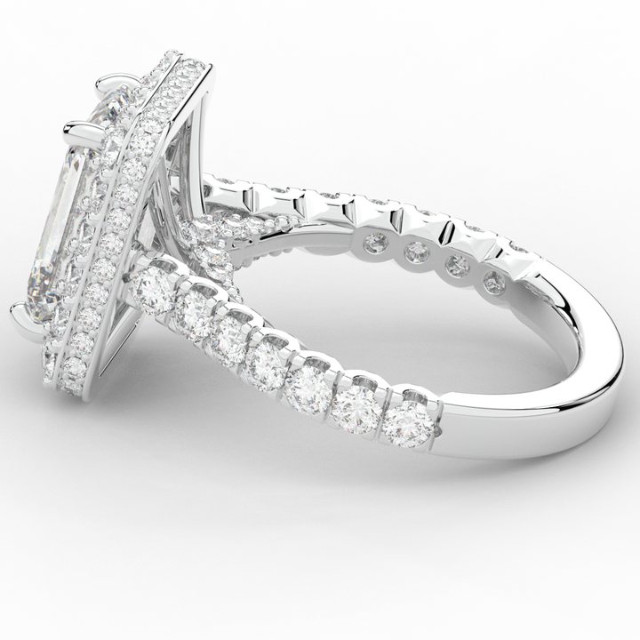 4.50CT.TW EMERALD CUT LAB DIAMOND HALO ENGAGEMENT RING - Nazarelle