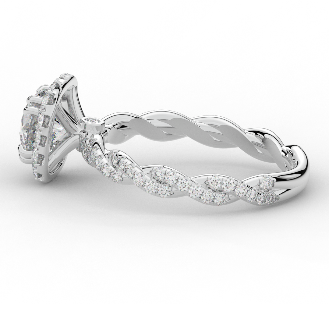 1.55CT.TW ROUND LAB DIAMOND HALO TWIST ENGAGEMENT RING - Nazarelle
