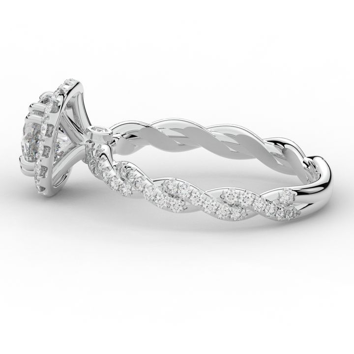 1.55CT.TW ROUND LAB DIAMOND HALO TWIST ENGAGEMENT RING - Nazarelle