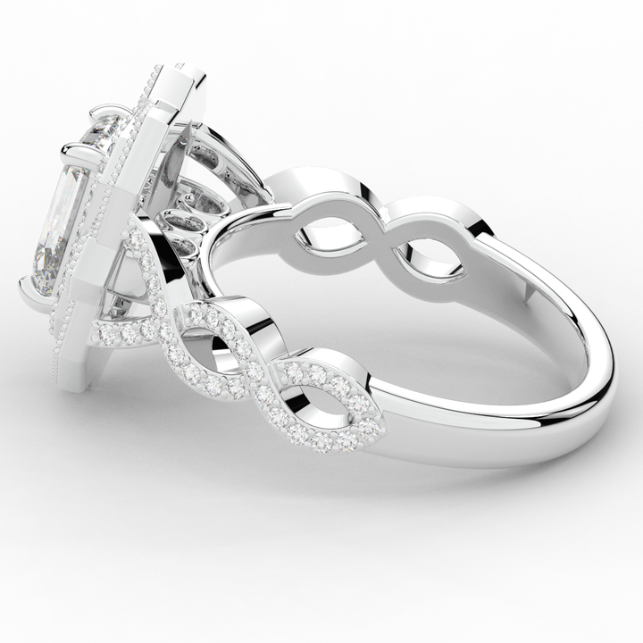 1.90CT.TW EMERALD CUT LAB DIAMOND HALO ENGAGEMENT RING - Nazarelle