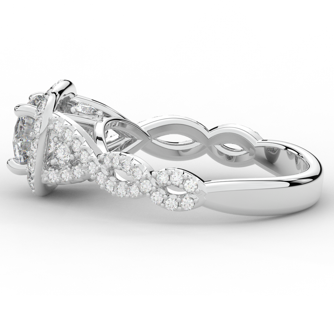 1.30CT.TW ROUND LAB DIAMOND HALO ENGAGEMENT RING - Nazarelle