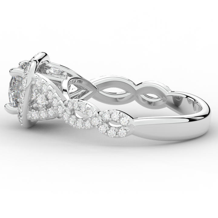 1.30CT.TW ROUND LAB DIAMOND HALO ENGAGEMENT RING - Nazarelle