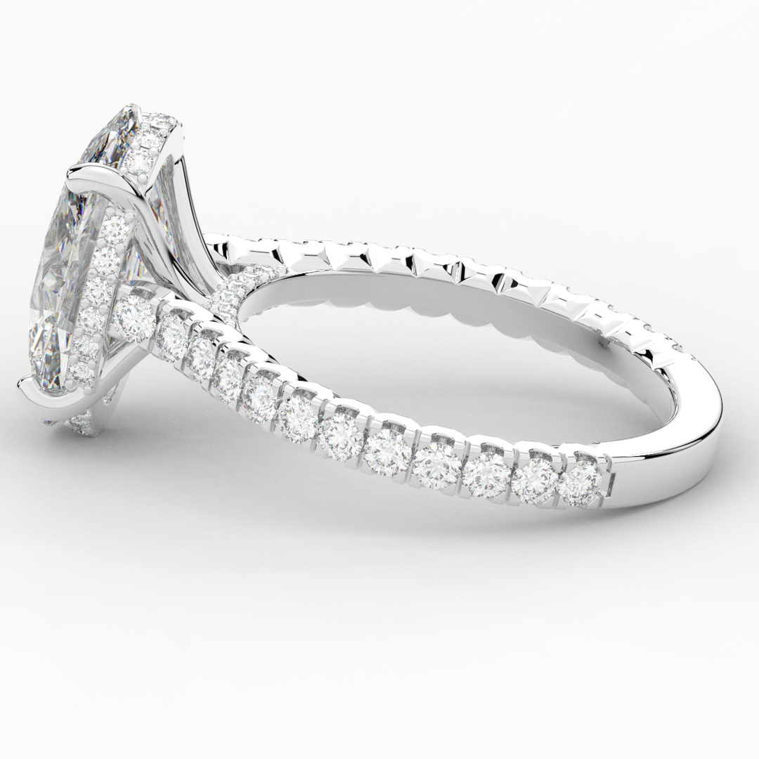 4.70CT.TW OVAL LAB DIAMOND UNDERHALO SOLITAIRE ENGAGEMENT RING - Nazarelle