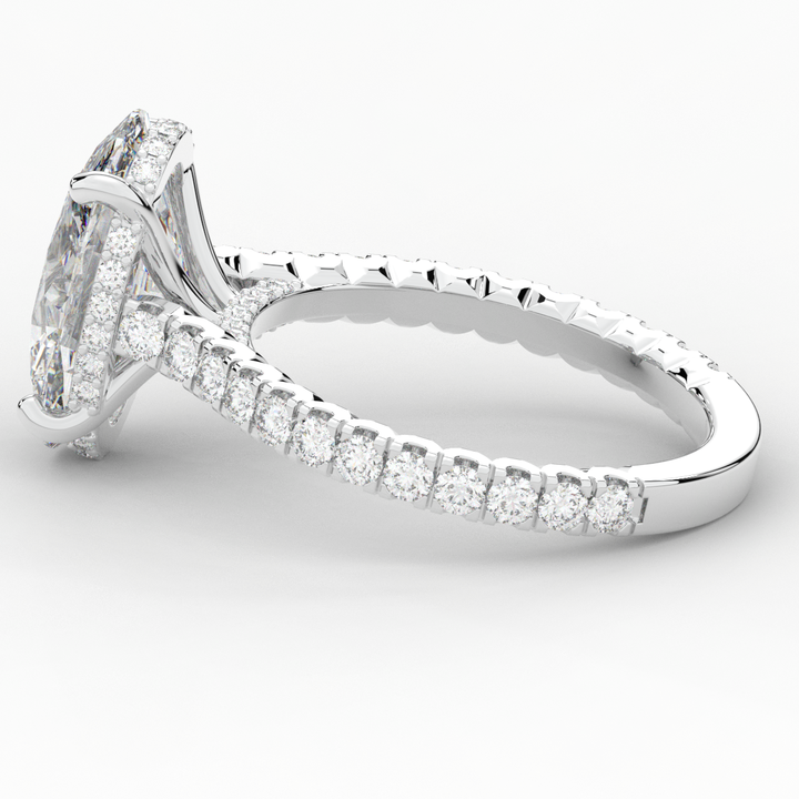 4.70CT.TW OVAL LAB DIAMOND UNDERHALO SOLITAIRE ENGAGEMENT RING - Nazarelle