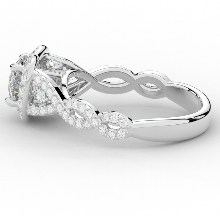 1.60CT.TW ROUND LAB DIAMOND HALO TWIST ENGAGEMENT RING - Nazarelle