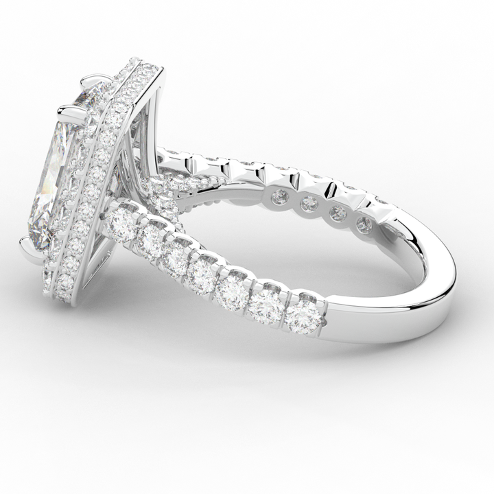 4.50CT.TW RADIANT LAB DIAMOND HALO ENGAGEMENT RING - Nazarelle