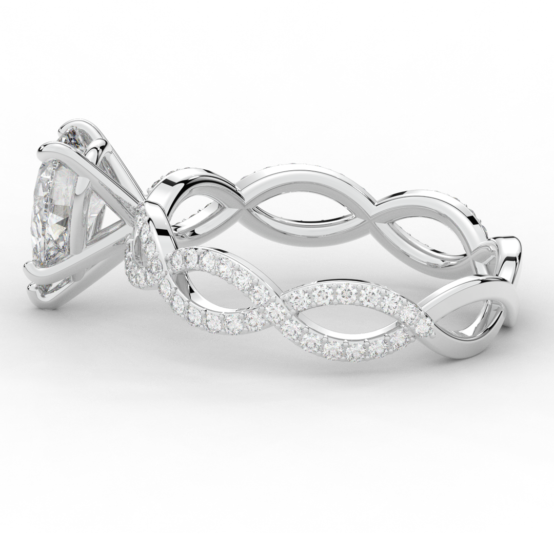 1.30CT.TW PEAR LAB DIAMOND TWIST BAND ENGAGEMENT RING - Nazarelle