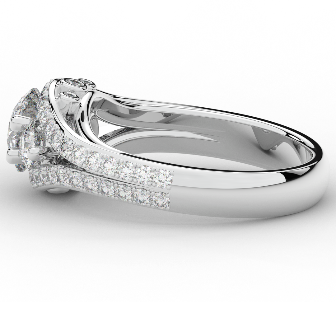 1.90CT.TW ROUND LAB DIAMOND THREE STONE ENGAGEMENT RING - Nazarelle